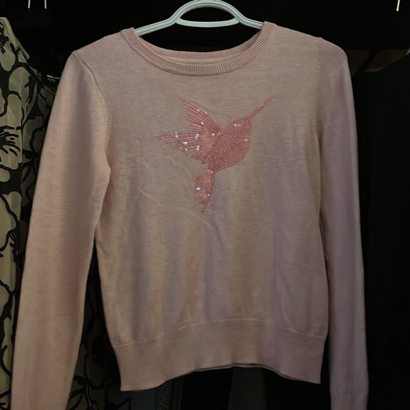 GAP Kids Pink sweater with sequined Hummingbird design.  Size L (10) - Picture 2 of 4